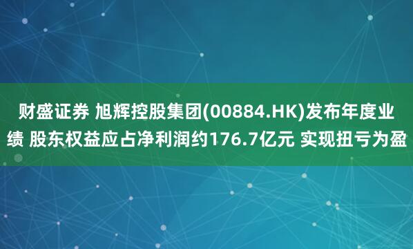 财盛证券 旭辉控股集团(00884.HK)发布年度业绩 股东权益应占净利润约176.7亿元 实现扭亏为盈
